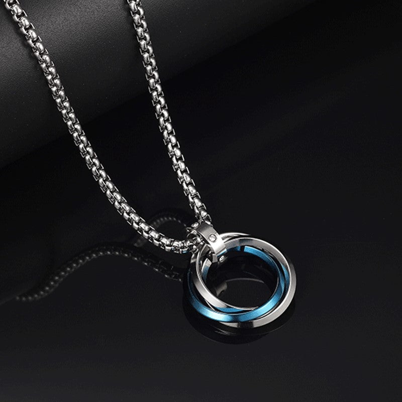 Men's Hipster Three-ring Titanium Steel Live Broadcast Necklaces