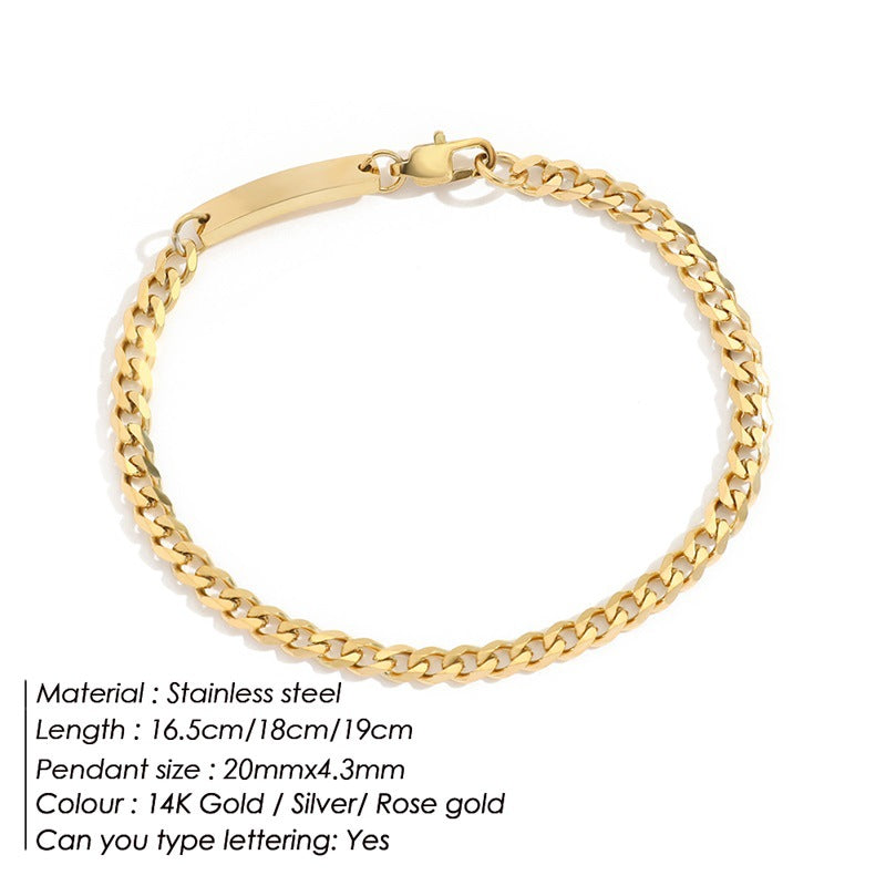 Gold-plated Stainless Steel Fashion Cuban Link Bracelets