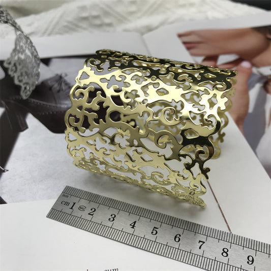 Wide Metal Plating Bangle Hip Hop Street Snap Bracelets