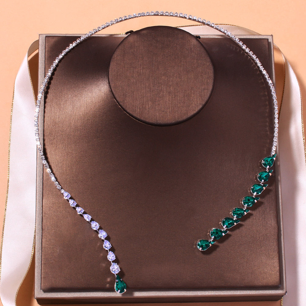 Collar Female Personality Temperament Entry Lux Green Water Necklaces