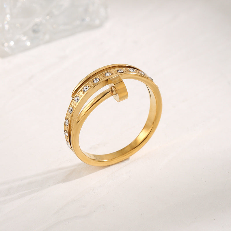 Titanium Steel Female Geometric Design Popular Rings