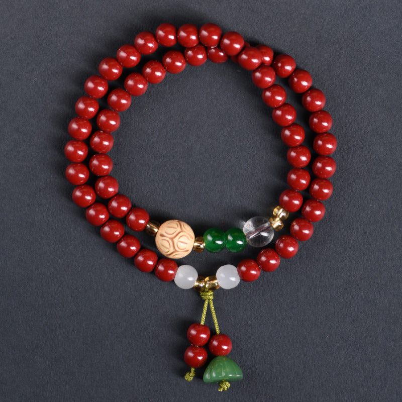 Women's Double Circle Buddha Beads Multi String Life Red Bracelets