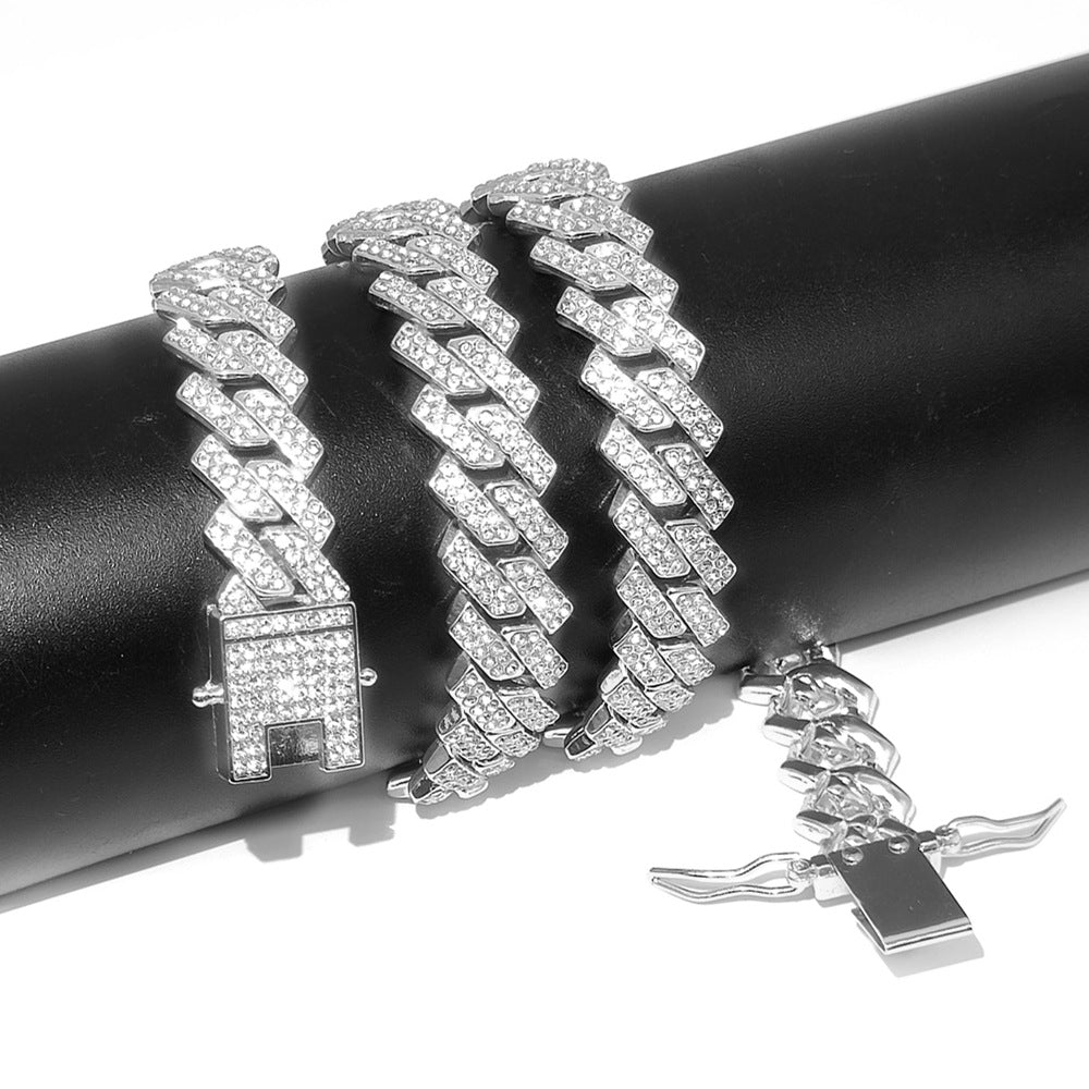 Women's & Men's Style Cuban Link Chain Full Diamond Necklaces