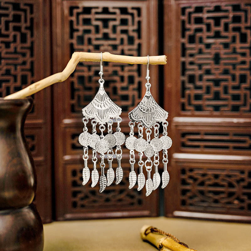 Imitation Miao Sier Ethnic Style Peacock Earrings