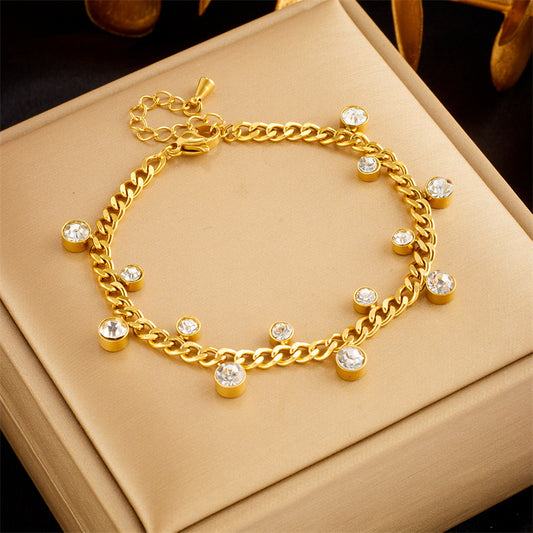 Korean Style Simple Niche Temperament Irregular Round Chain Titanium Bracelets