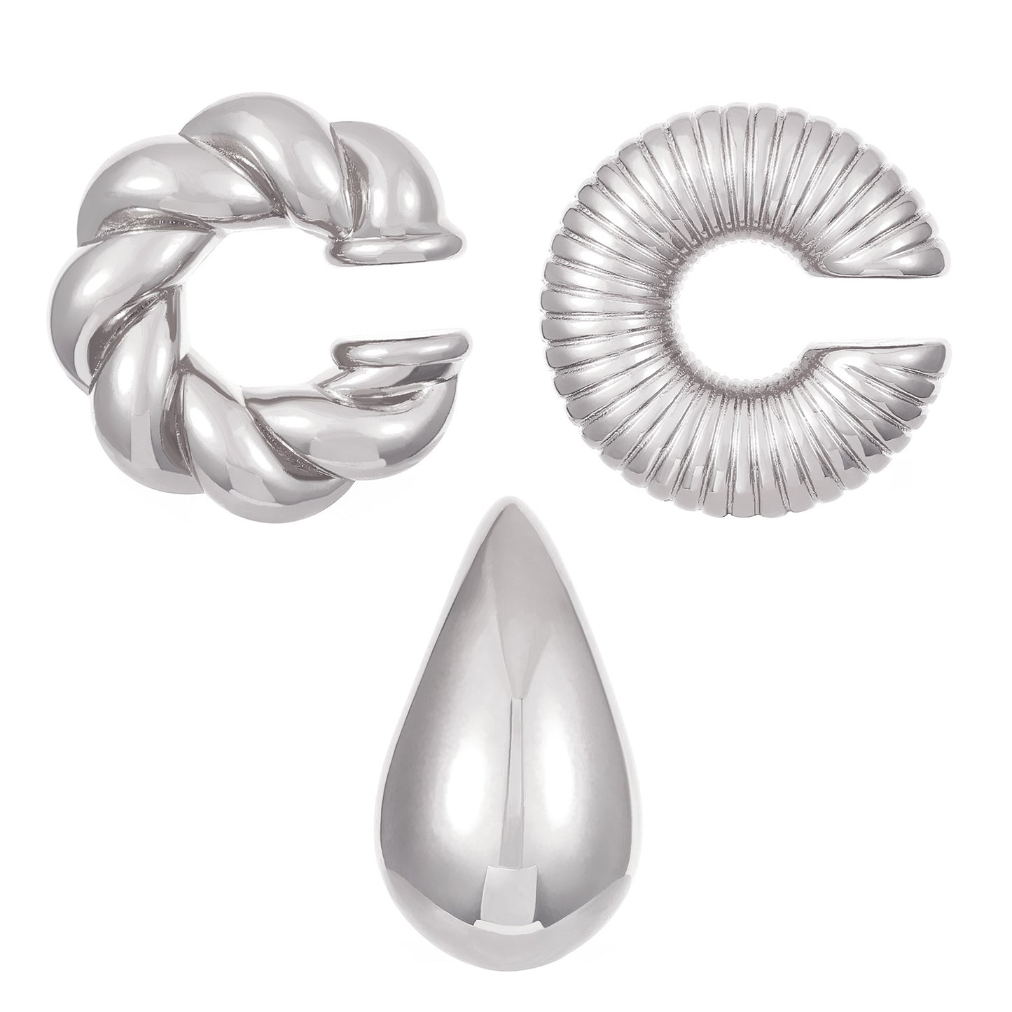 Exaggerated Shaped Water Drop Texture Earings Ear Clip