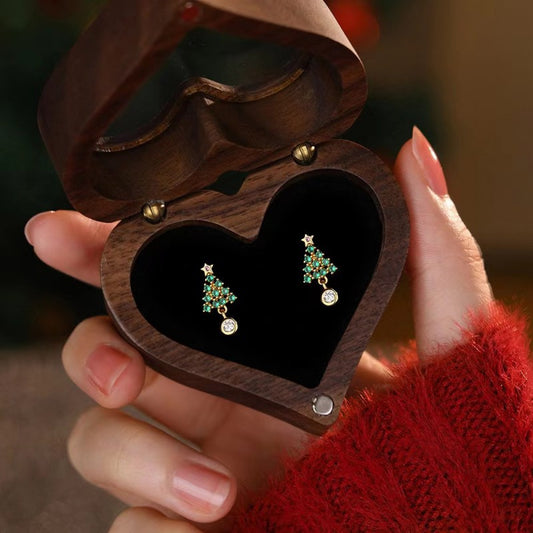 Sterling Sier Small Exquisite Christmas Tree Female Zircon Earrings