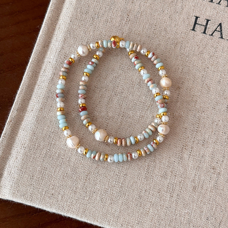 Natural Pearl Stone Colorful Beaded Niche Retro Bracelets