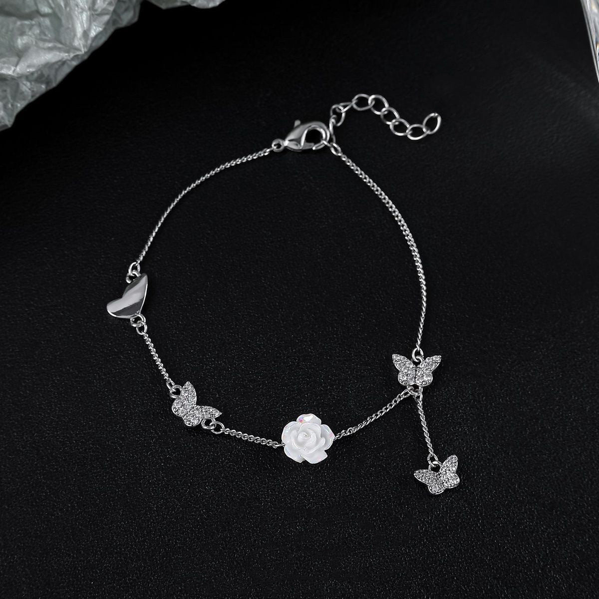 Tassel Pearl Female Niche Design Camellia Necklaces