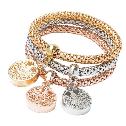 Women's Three-color Suit Elastic Popcorn Corn Chain Bracelets