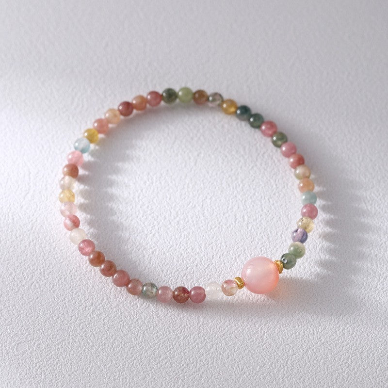 Broadcast Natural Colorful Tourmaline Color Strawberry Quartz Fresh Sweet Bracelets