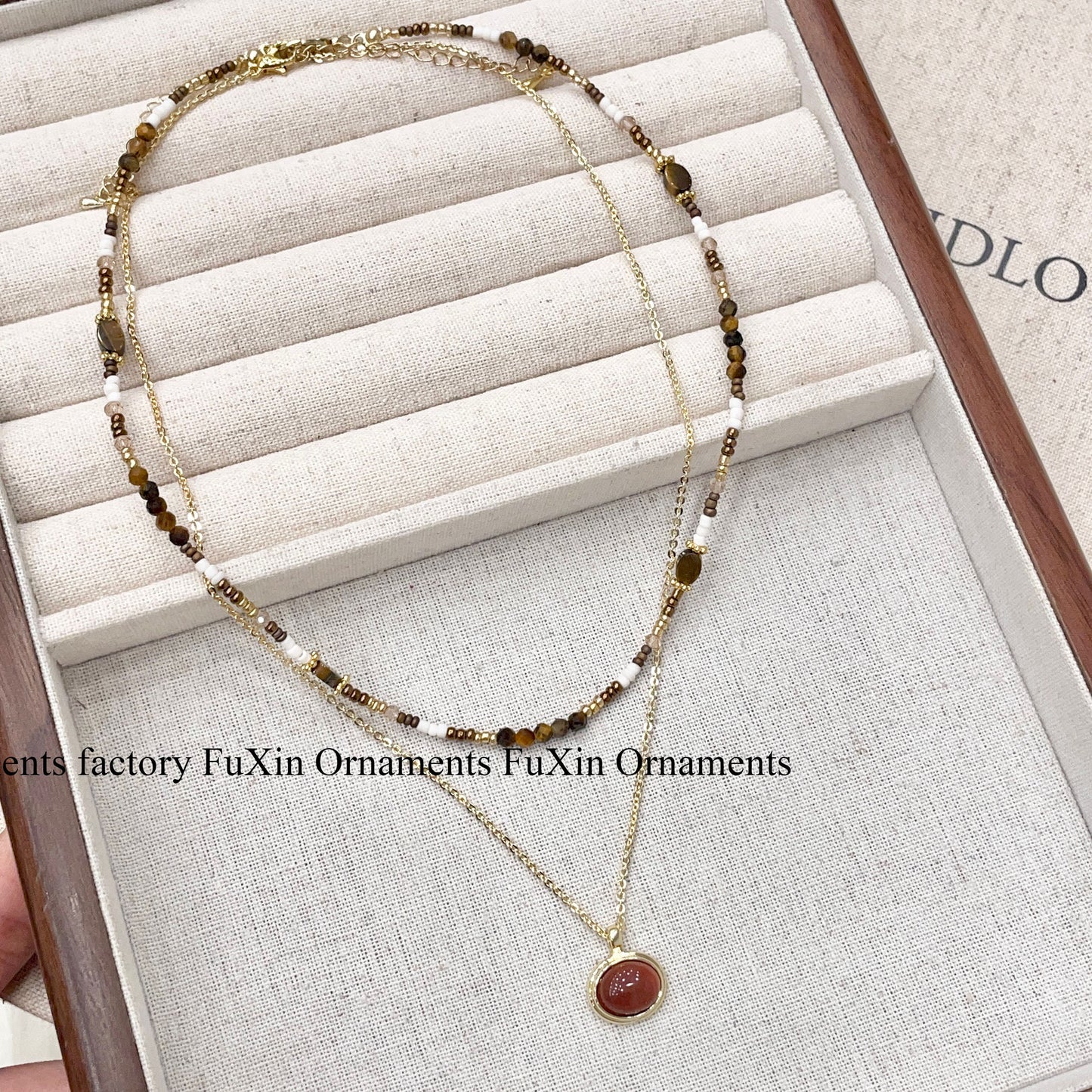 Women's Beaded Twin Design For Light Luxury Minority Tigereye Necklaces