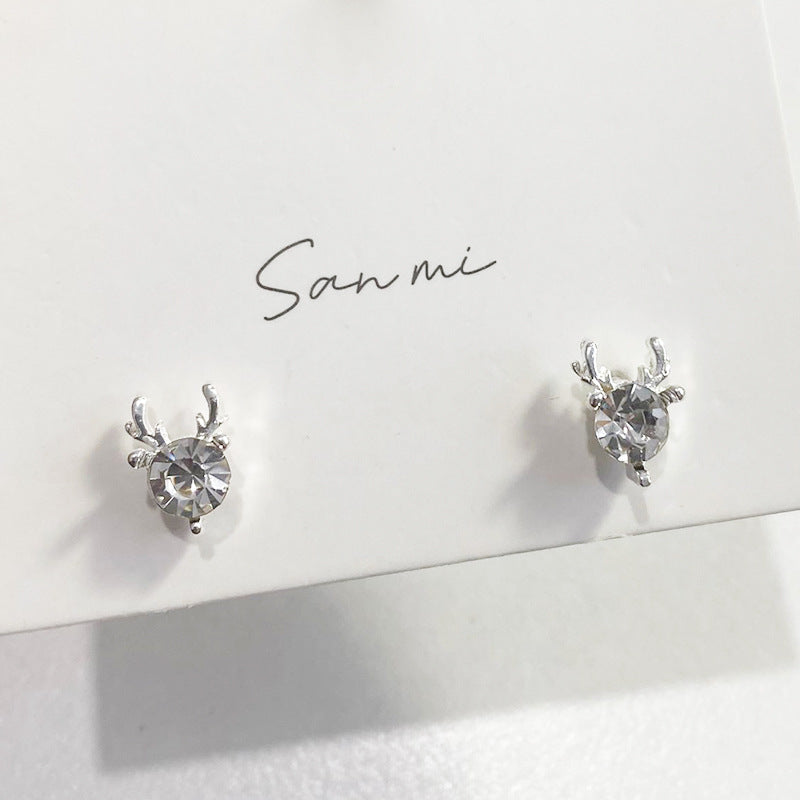Fresh Plain Sier Plated Bow Female Small Simple Stud Earrings