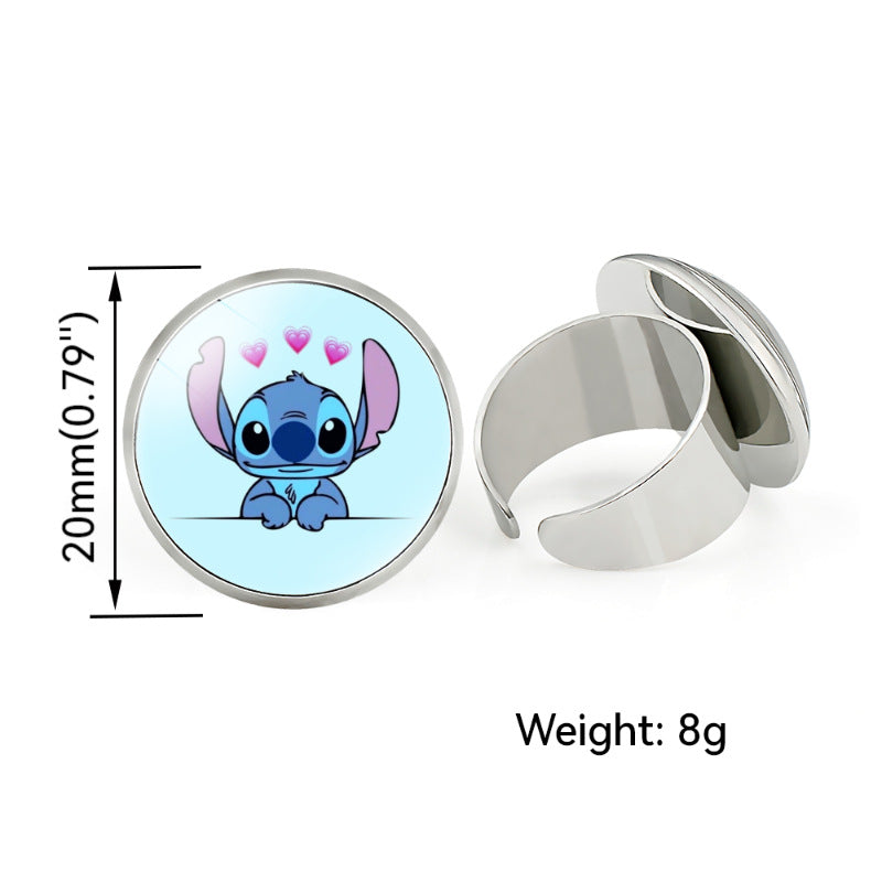 Star Stitch Cartoon Pattern Open Adjustable Rings