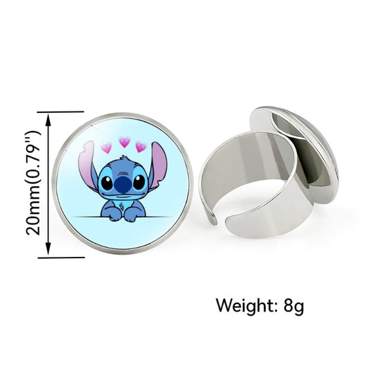 Star Stitch Cartoon Pattern Open Adjustable Rings