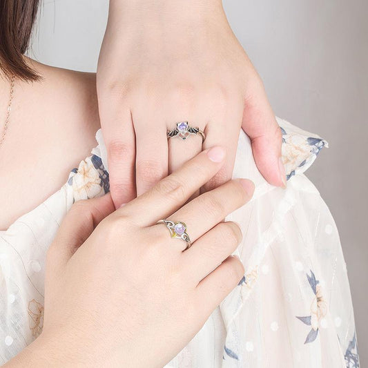 Devil Wings Moonstone Couple Fashion Valentine's Rings