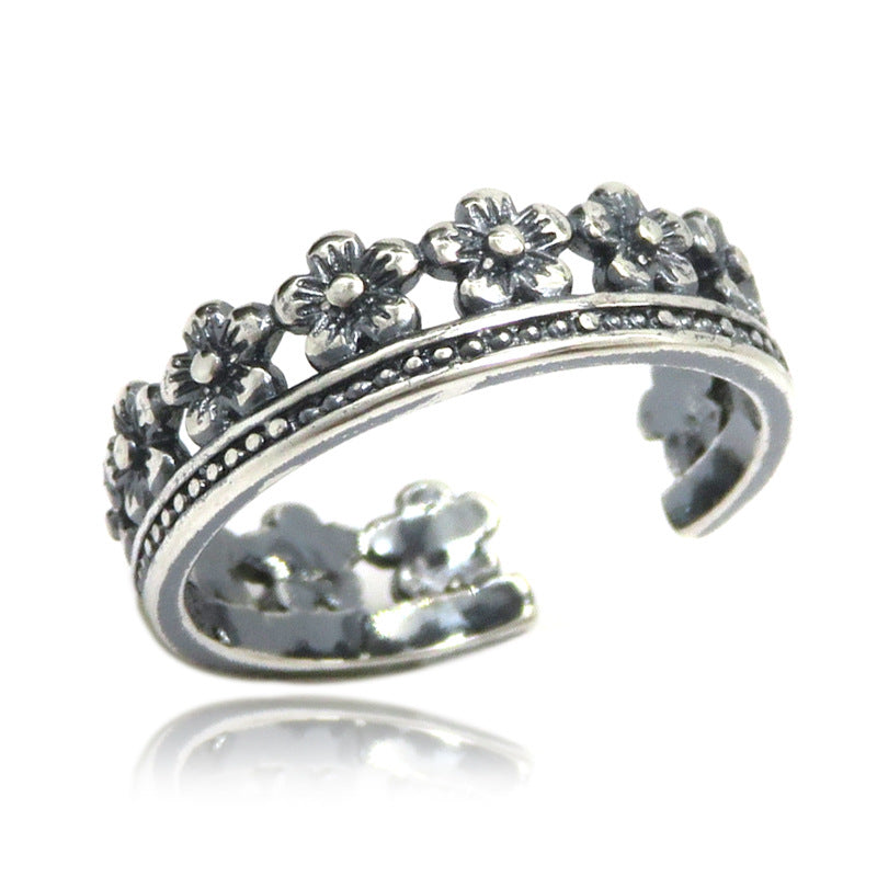 Open Female Dark Style Three-dimensional Distressed Bends Hitches Chain Simple Rings