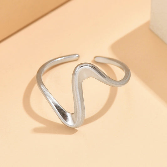 With Personality Curve Open Stainless Steel Rings