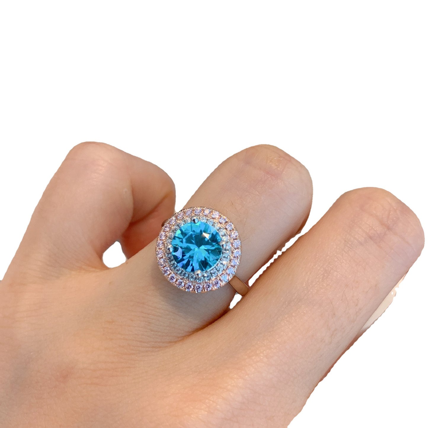 Women's Round Simulation Ocean Blue Rhinestone Simple Female Jewelry Set