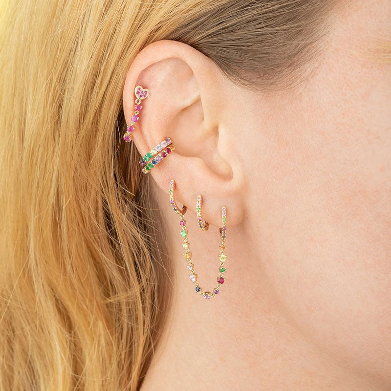 Women's Diamond Ear Chain Double Clip Fashion Trend Eardrop Earrings