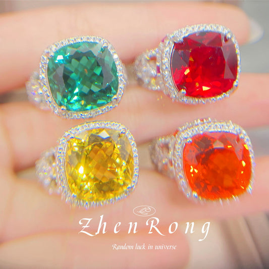 Women's Return Full Diamond Imitation Cultivation Emerald Rings