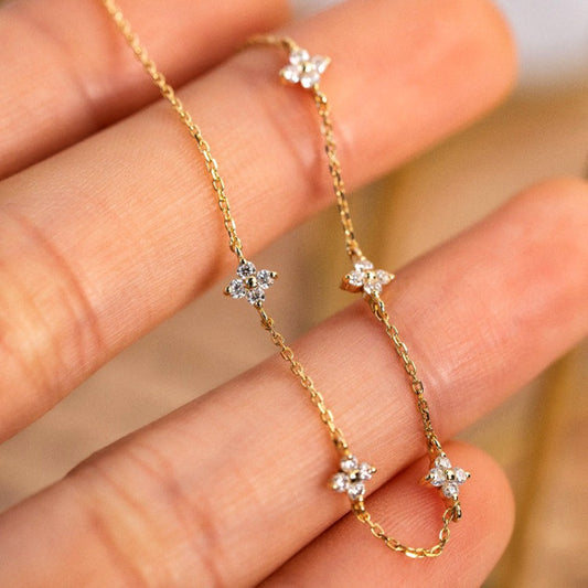 Women's Plated Four-leaf Clover Starry Simple Zircon Bracelets