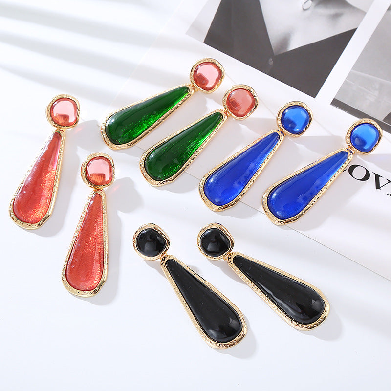 Color Drop-shaped Resin Affordable Luxury Fashion Earrings