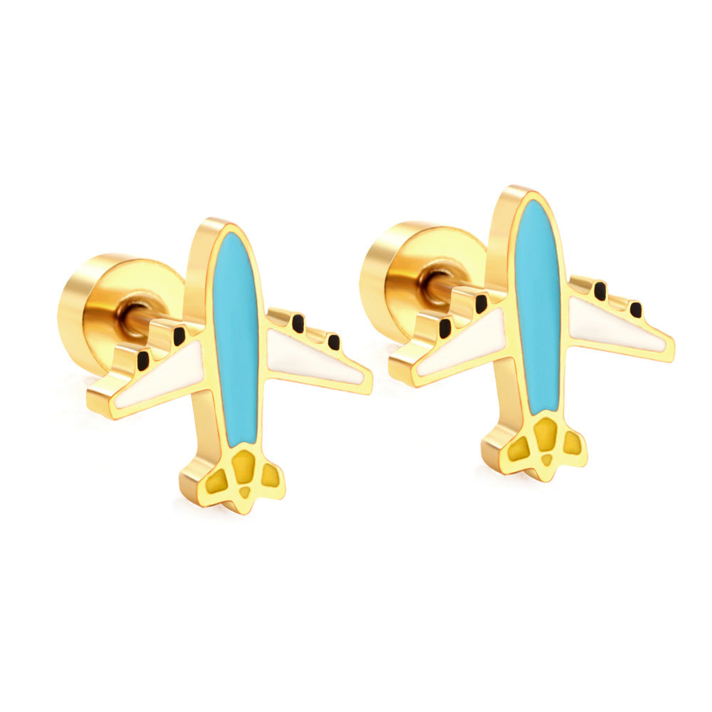 Colorful Yellow Duck Creative Personality Electroplated Earrings