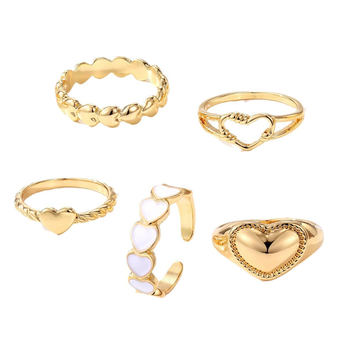 Women's Combination Niche Personality Geometric Metal Gold Rings