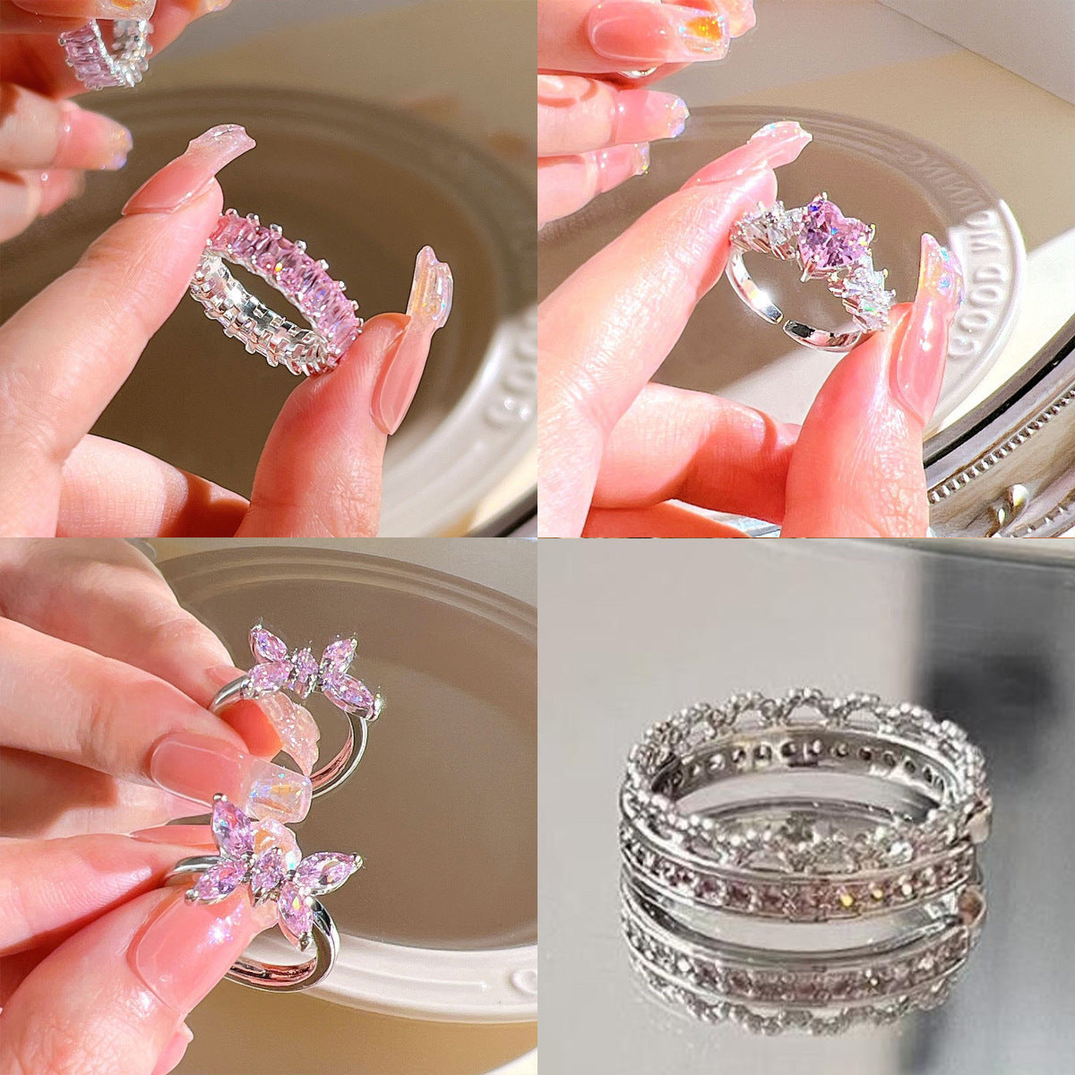 Love Thorns Opal Zircon Female Sweet Cool Rings