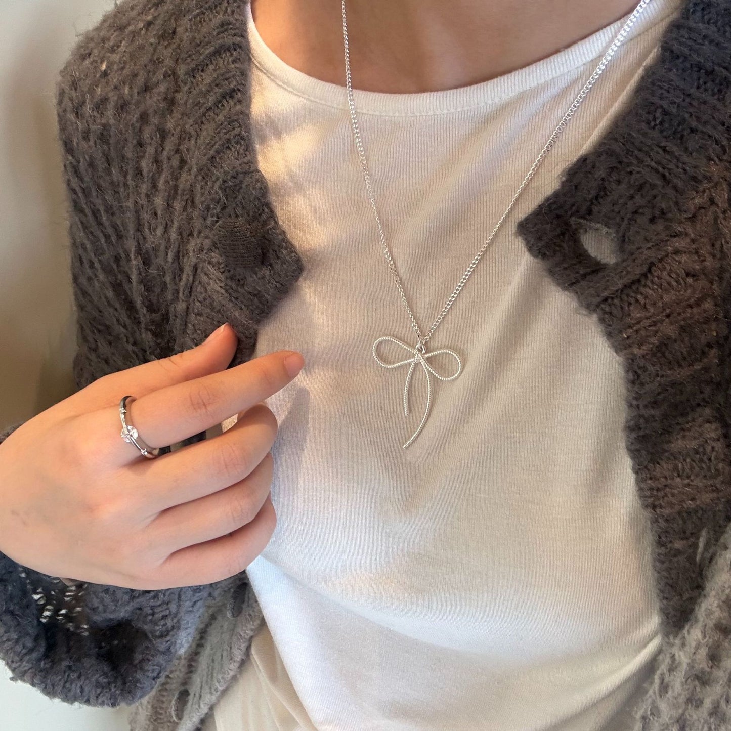 Korean Style Flower Bow Tie Texture Love Necklaces