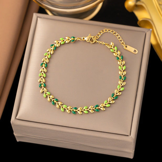 Elegant Zircon Inlaid Female Titanium Steel Plated Real Bracelets