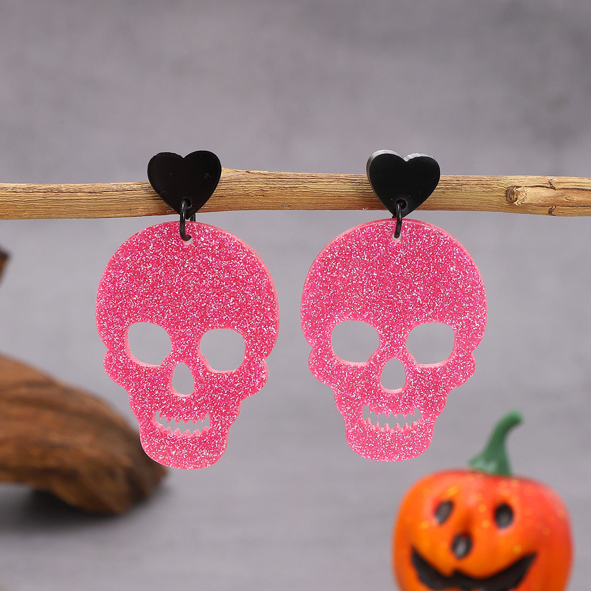 Colorful Skull Stitching Acrylic Exaggerating Personalized Earrings