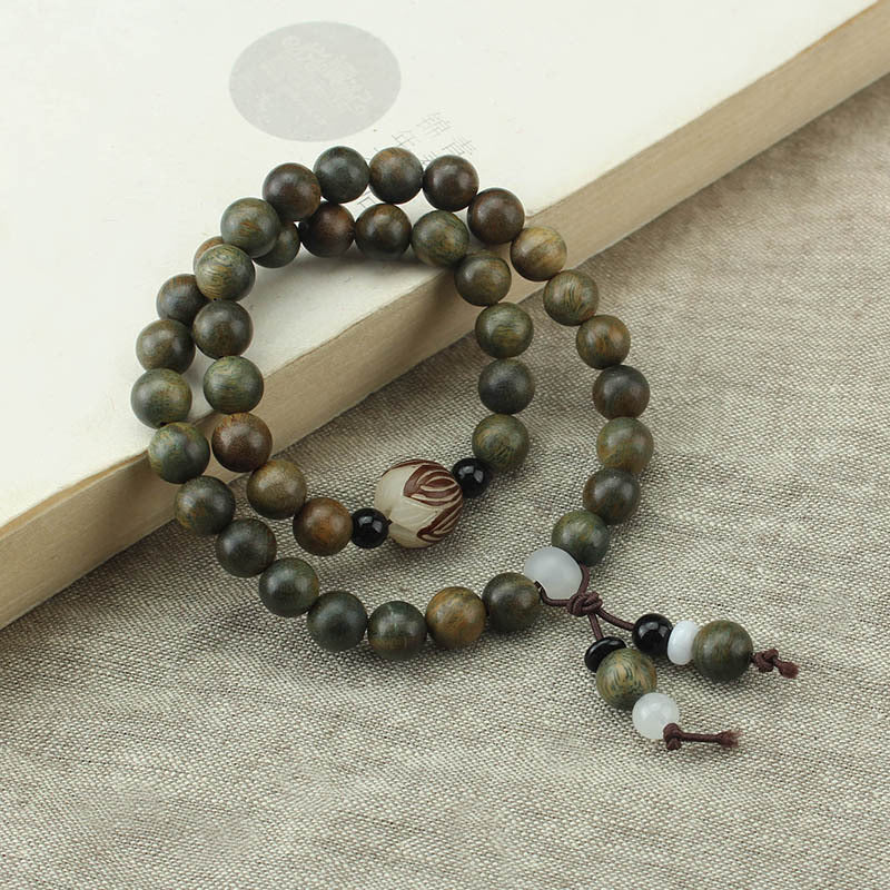 Women's & Men's Retro Ethnic Style Agate Ox Bone Rosary Bracelet
