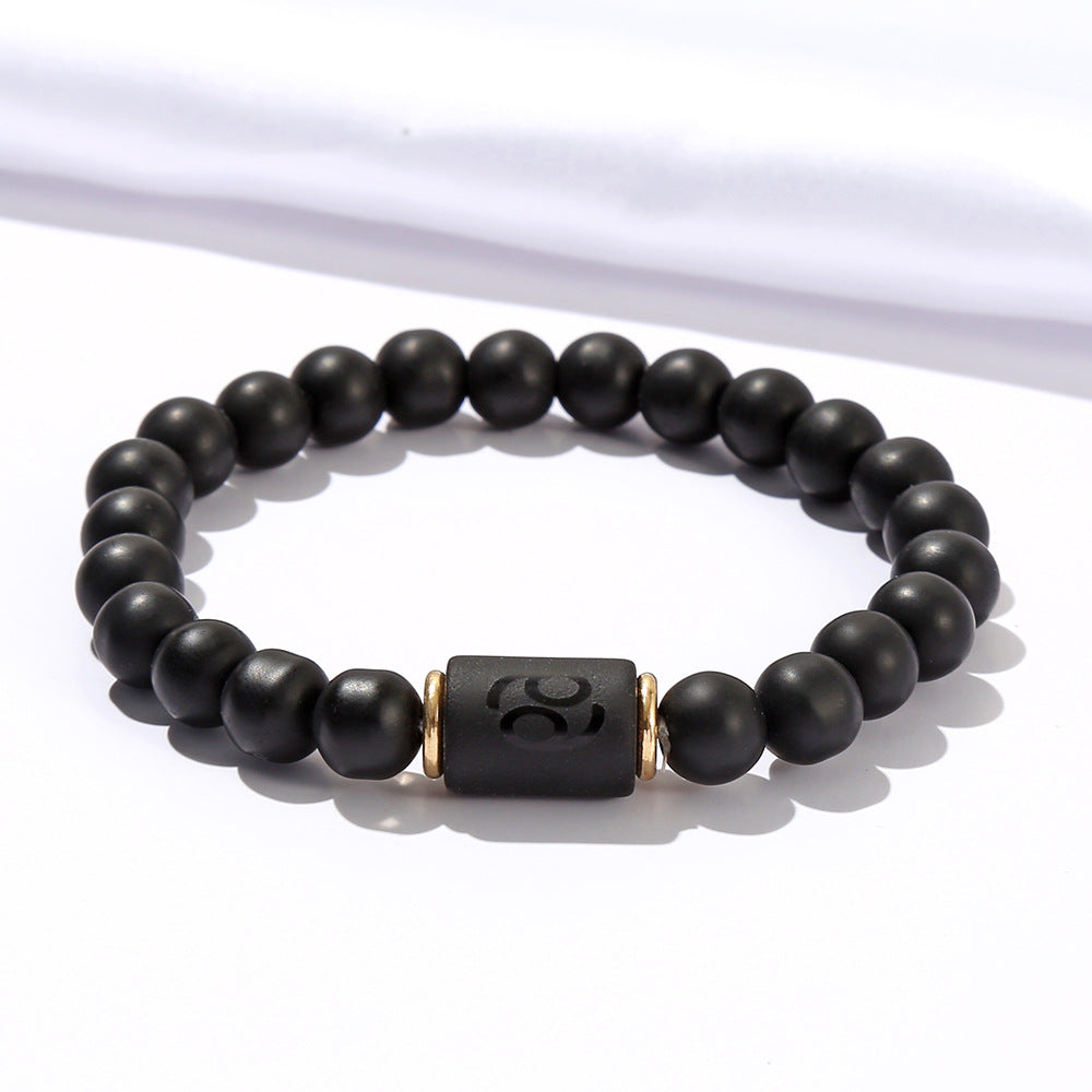 Elastic Twee Constellation Black Frosted Agate Bracelets