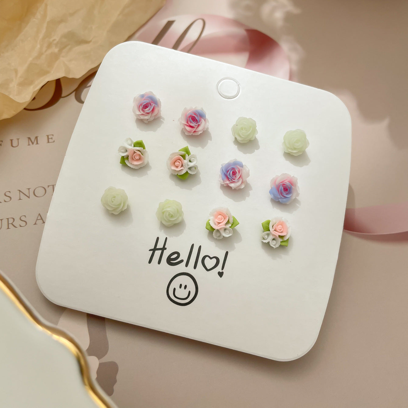Fresh Macaron Colorful Camellia Simple Beanie Female Earrings