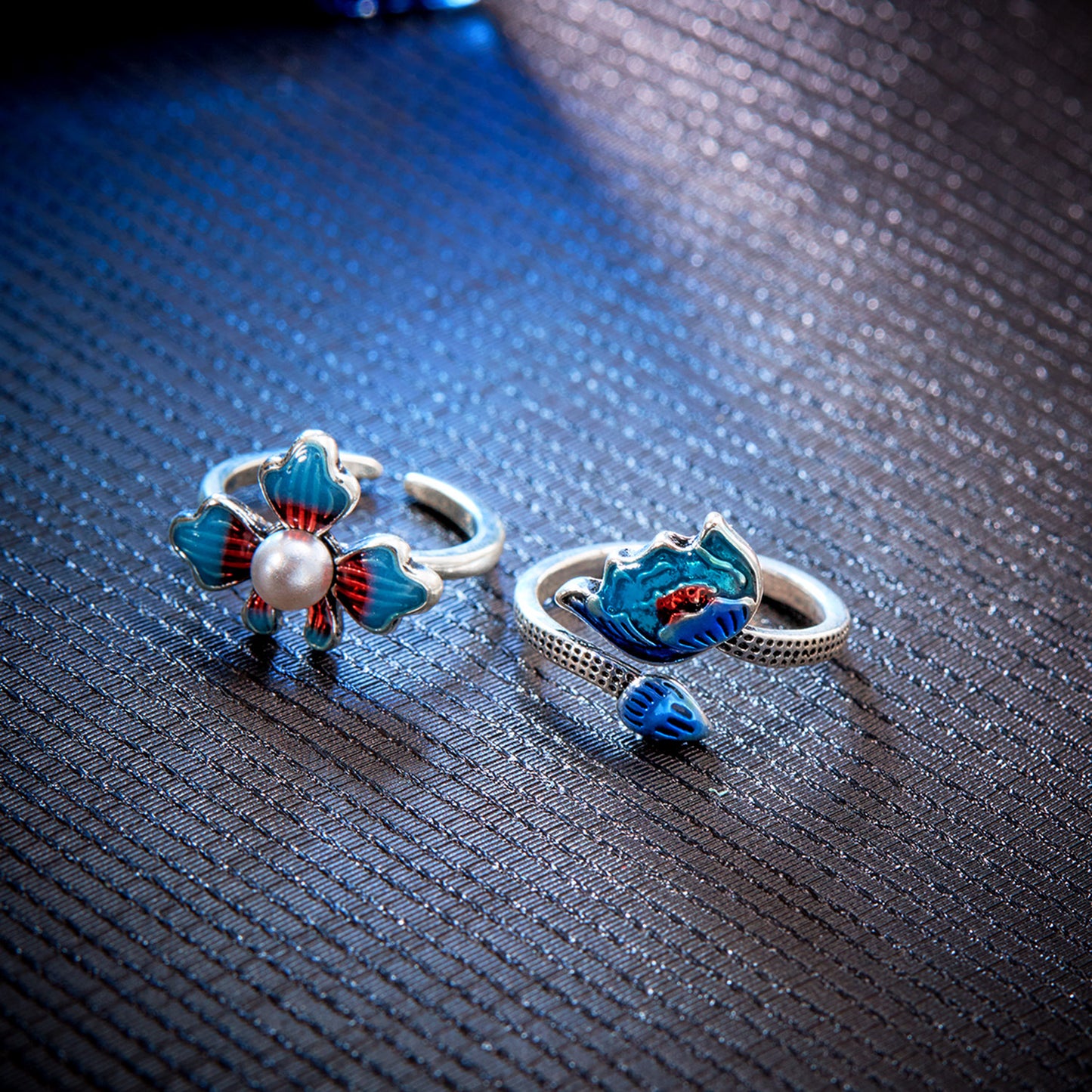 Creative Koi Enamel Simple Temperament Gradient Lotus Ring