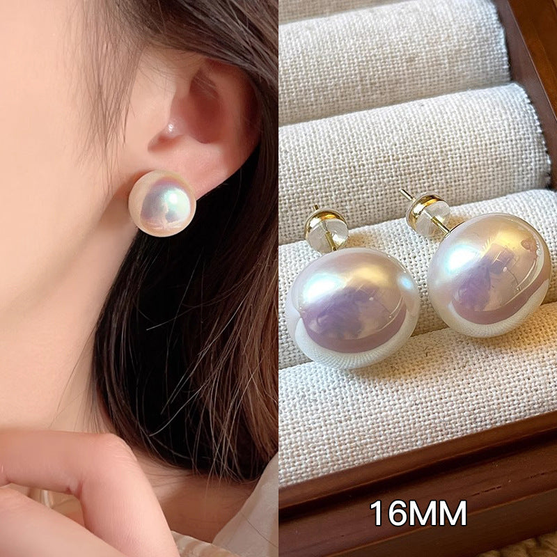 Bread Pearl Sier Needle Temperament Light Earrings