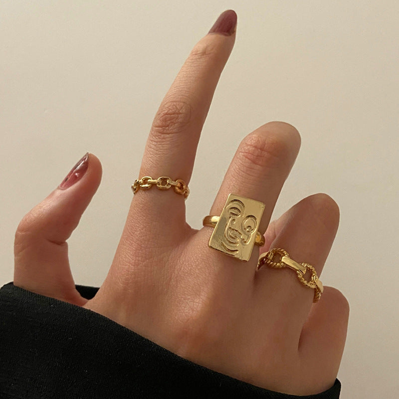 Smiley Twist Weave Female Index Finger Retro Rings