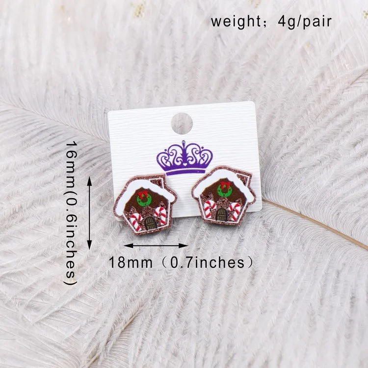 Christmas Tree House Cup Female Design Earrings