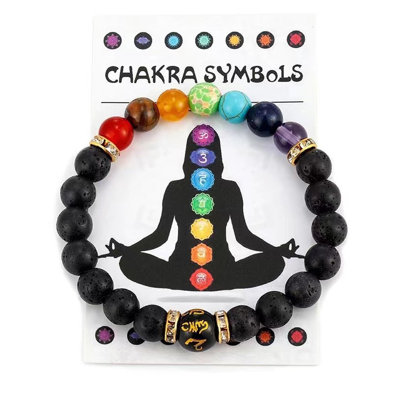 Women's Volcanic Stone Colorful Yoga Energy Six Bracelets