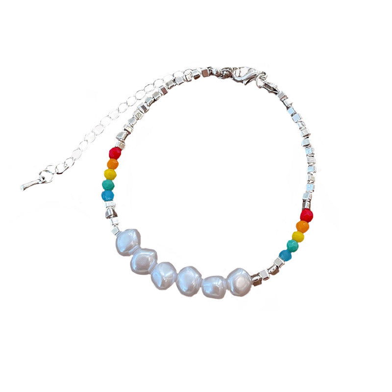 Women's Small Pieces Of Sier Beaded Summer Color Bracelets