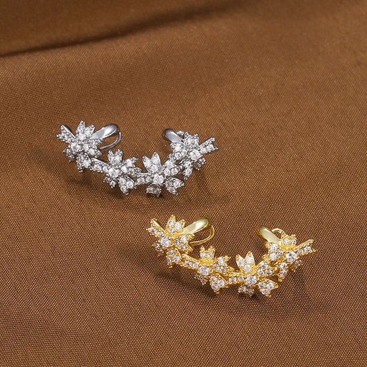 Flowers Affordable Luxury Fashion Design Diamond Ear Clip