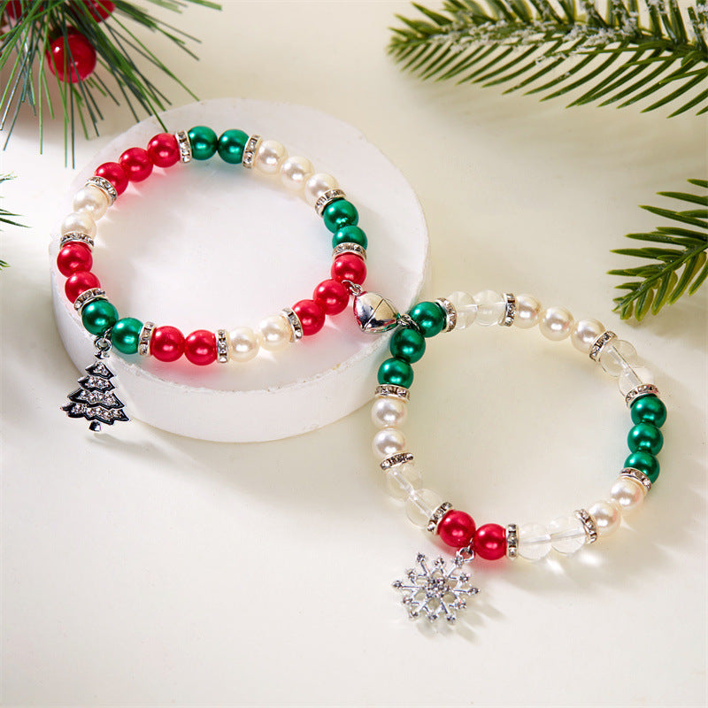 Christmas Couple Fashion Tree Snowflake Magnetic Bracelets