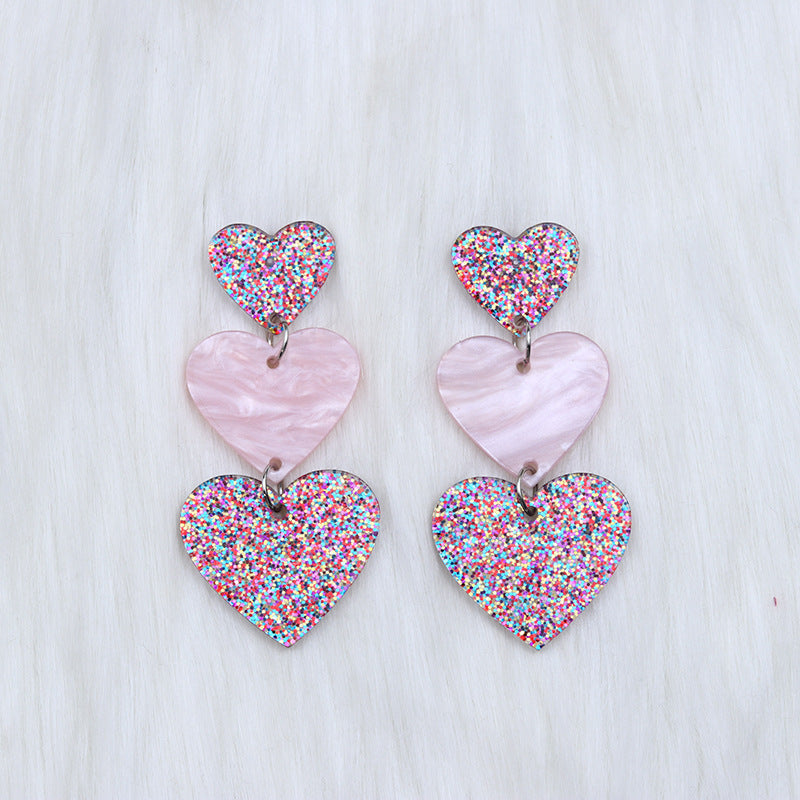 Women's Asymmetric Love Heart Acrylic Simple Fashion Personality Earrings