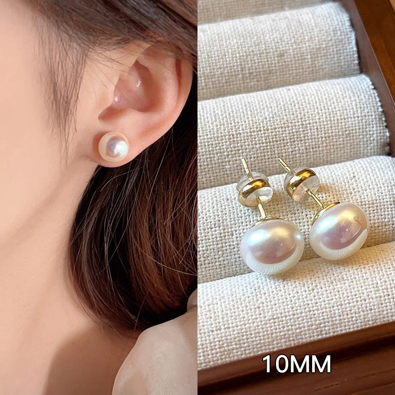 Bread Pearl Sier Needle Temperament Light Earrings