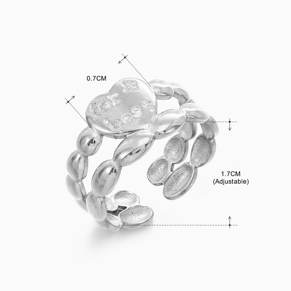 Women's Fashion Stainless Steel Love Heart-shaped Popular Rings