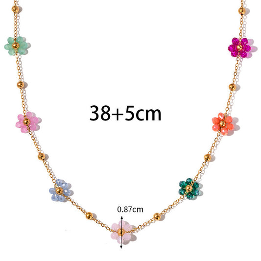 Fresh Daisy Flower Vintage Colorful Beaded Necklaces