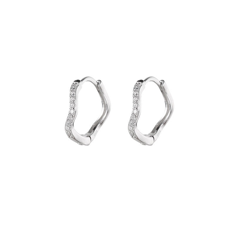 Zircon Wave Female Bone Nail Ear Clip Rings