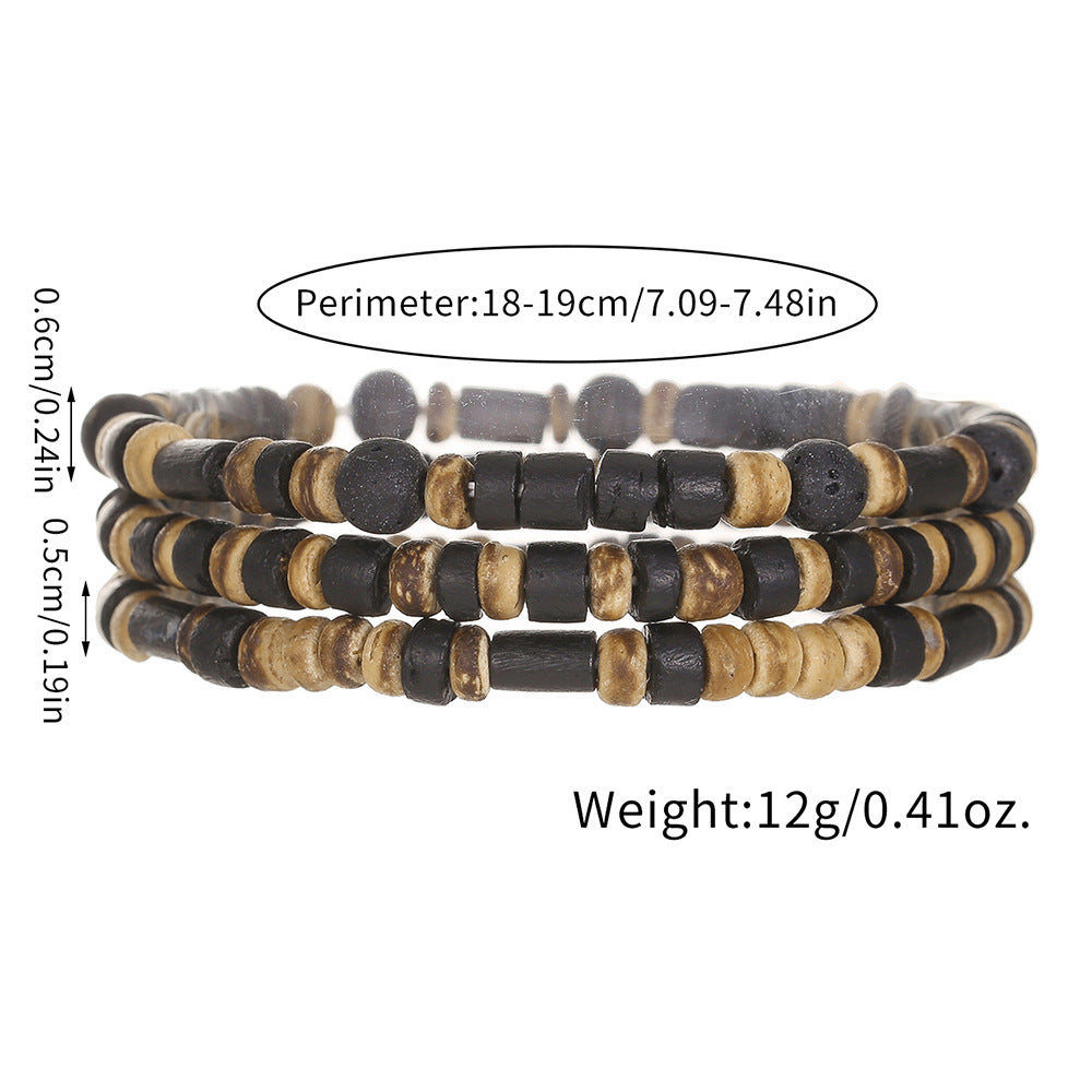 Women's Style Wood Piece Vintage Handmade Beaded Filament Bracelets